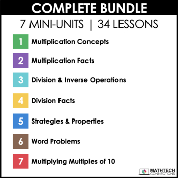 3rd grade guided math curriculum - unit 1 - multiplication and division bundle - digital and printable