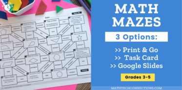 Math Centers - Math Mazes with interactive notebook option or no task card version to save paper