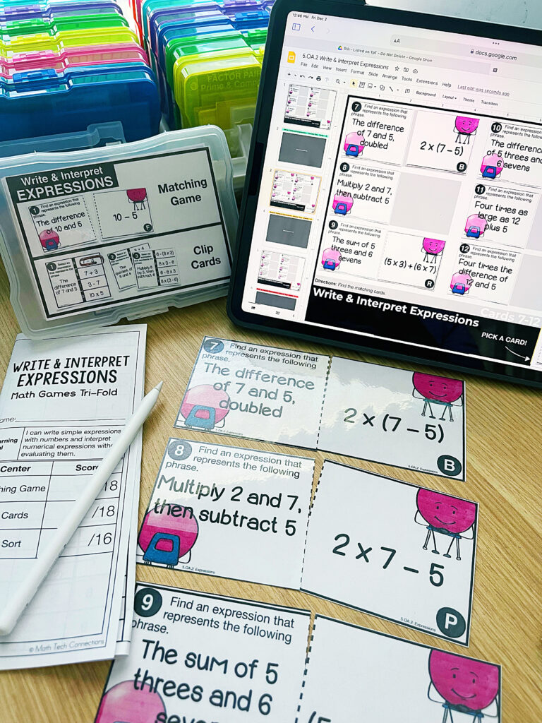 5th grade printable and digital math centers for google classroom